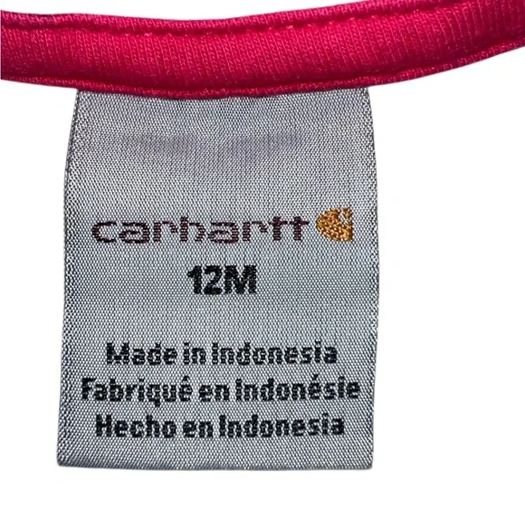 Carhartt Gray & Pink trim Hooded infant Footie - Picture 6 of 7